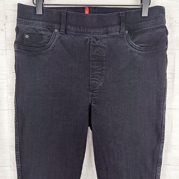Spanx Ankle Skinny Pull On Jeans Women Large High Rise Stretch Black Jeggings - Picture 3 of 15